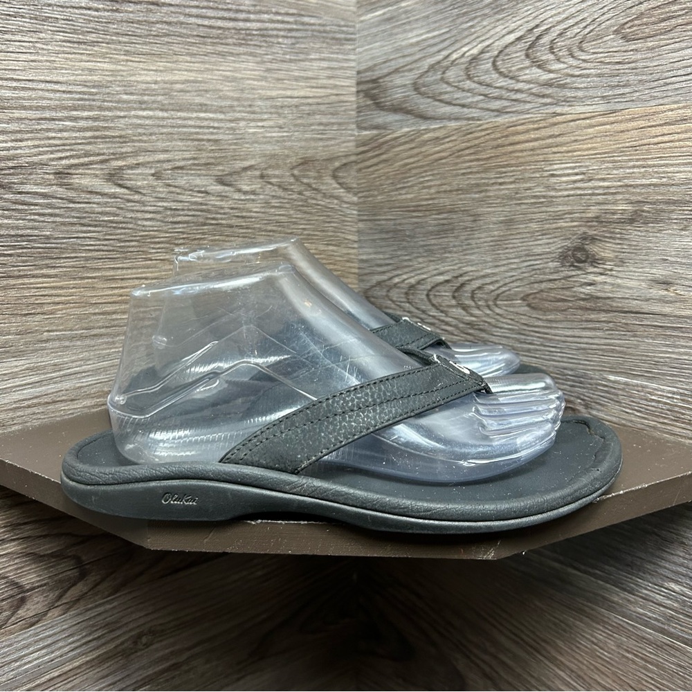 Olukai Ohana Black Flip Flops Sandals